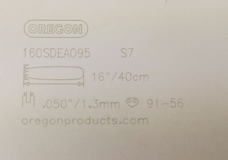 Oznaczenia na prowadnicy Oregon 160SDEA095